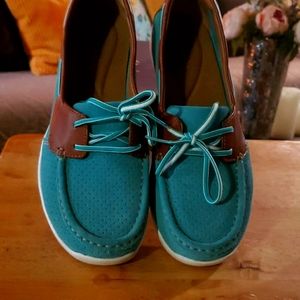Turquoise boat shoes